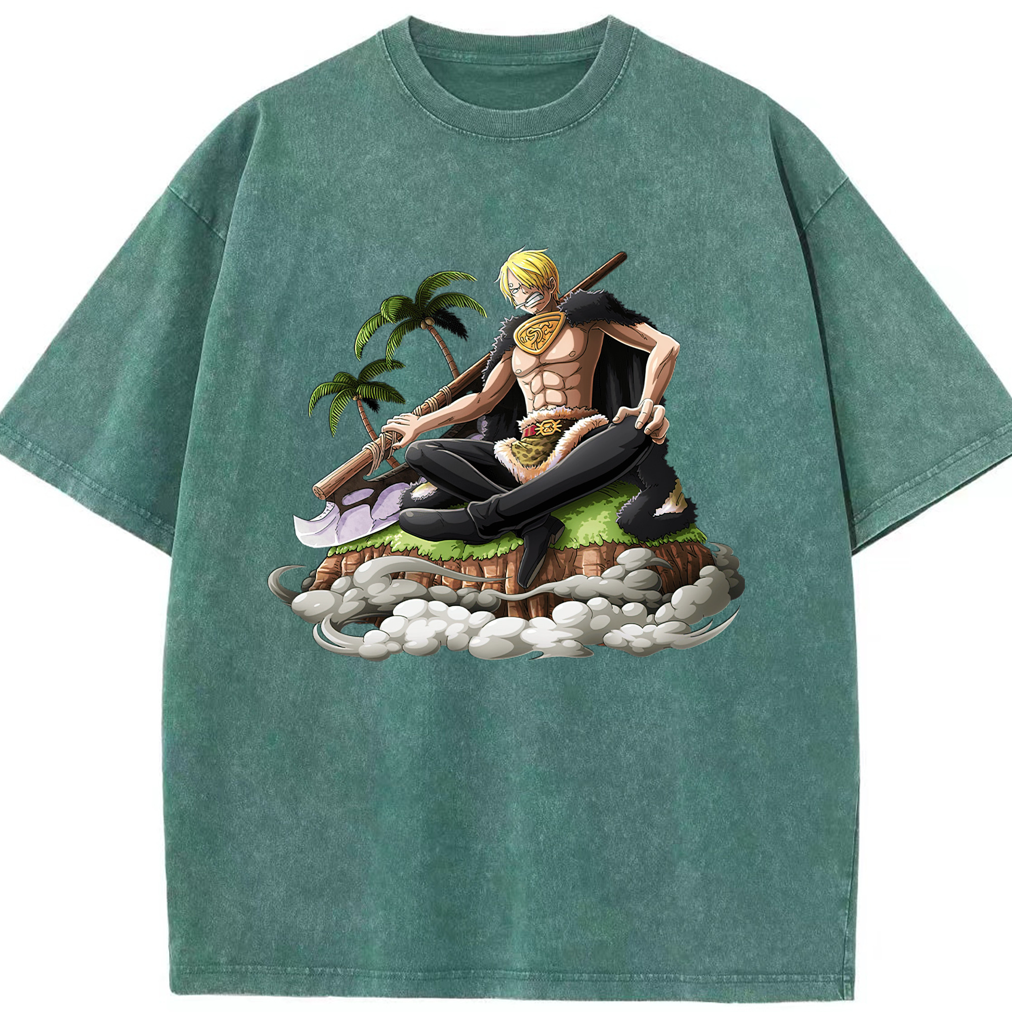 （画像用） ワンピース サンジ ONE PIECE Sanji 綿100% ヴィンテージ風 半袖Tシャツ（フロントプリント）
